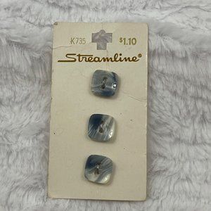 Streamline, 9/16" Light Blue Marbled Look Vintage Buttons, K735, Set of 3